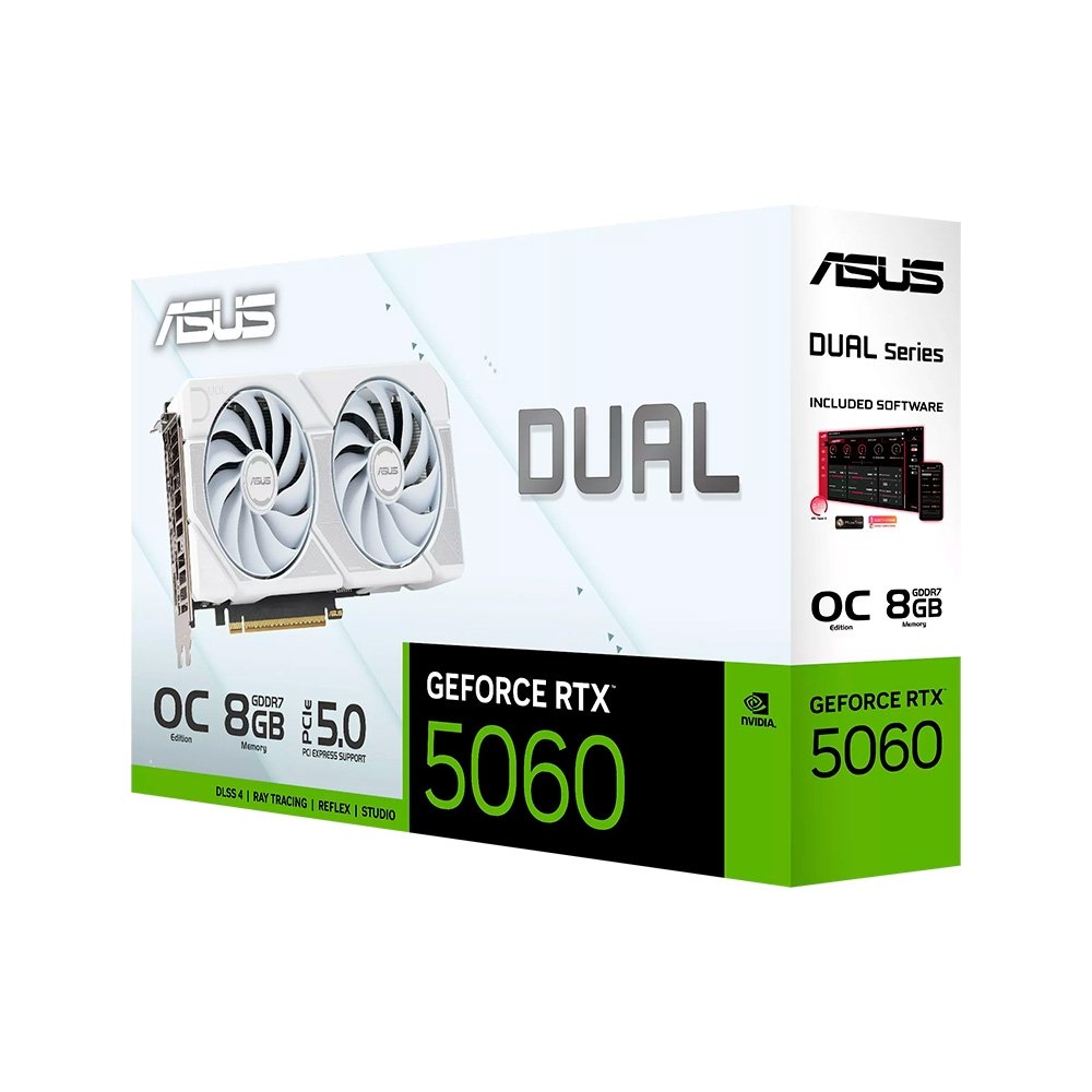 RTX 5060 ASUS Dual OC 8GB GDDR7 Branca | KaBuM!