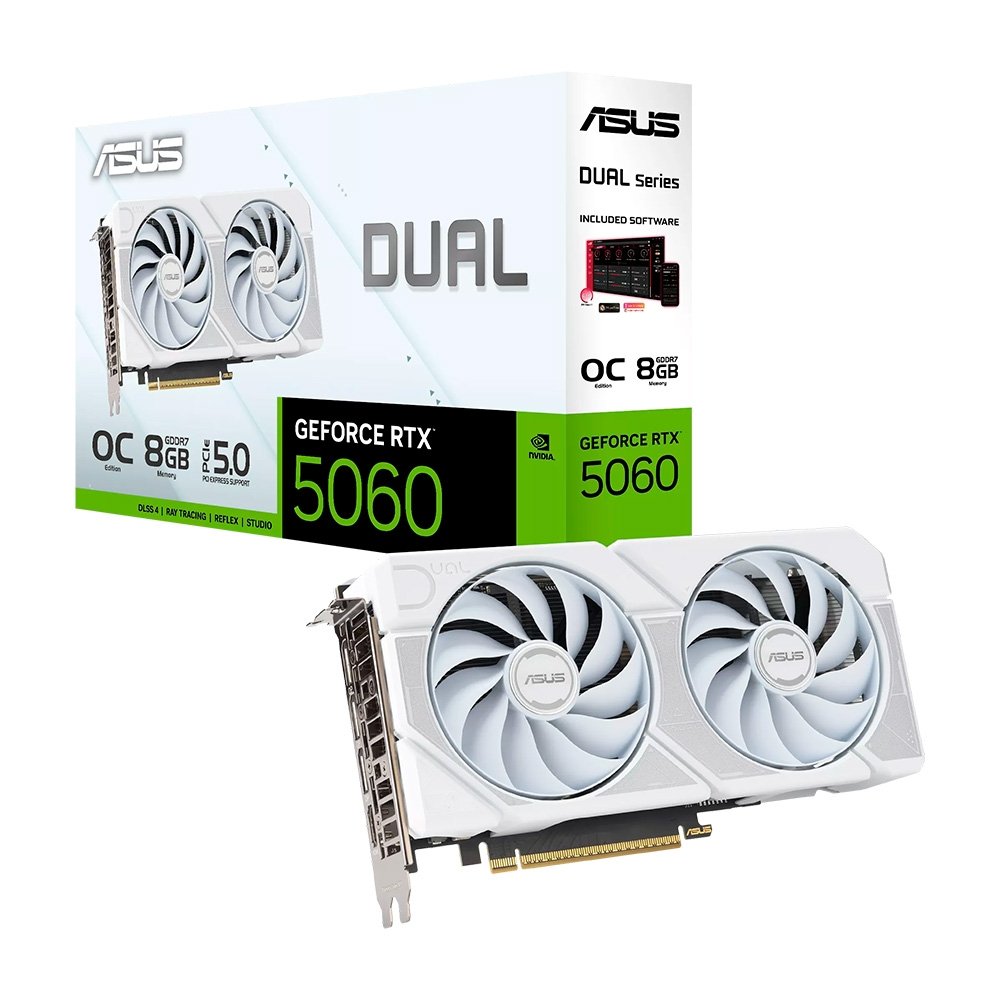 RTX 5060 ASUS Dual OC 8GB GDDR7 Branca | KaBuM!