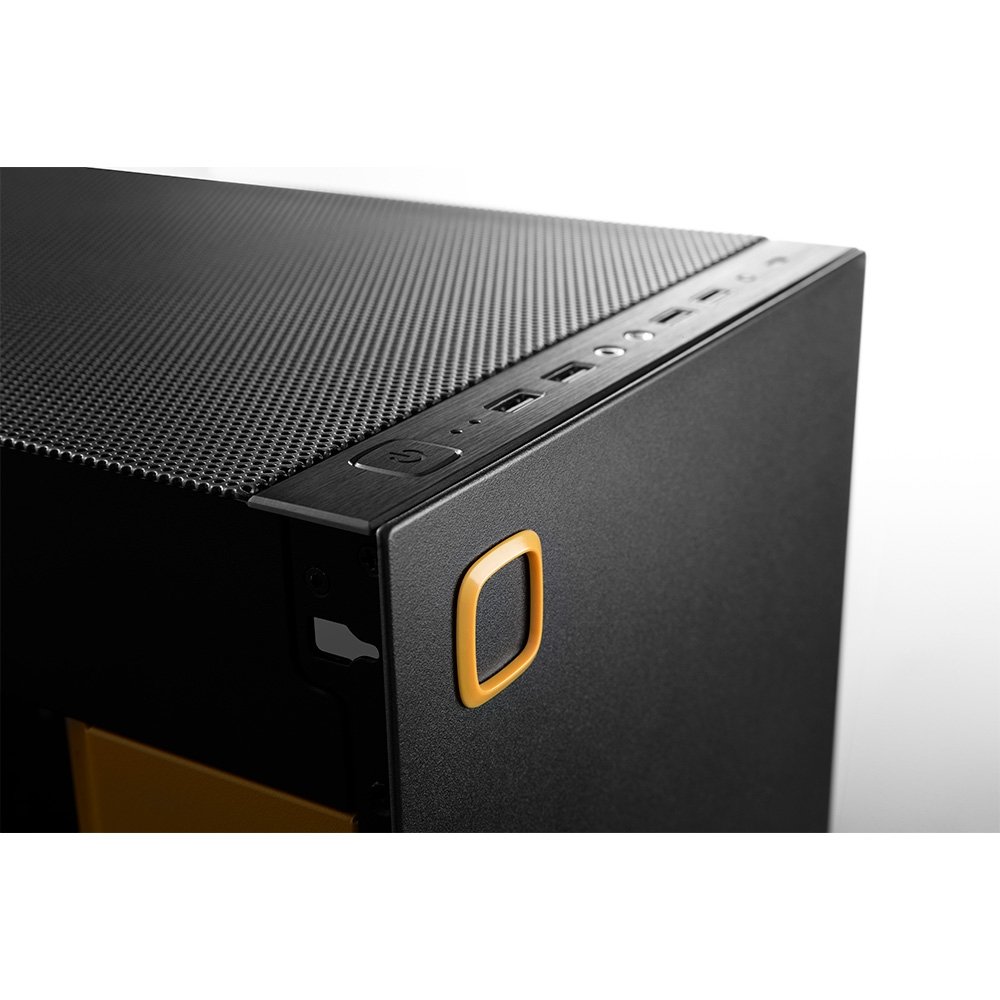 Gabinete Gamer Geometric Future Model 8 Lohan, Mini Tower, ITX, Lateral em Vidro, Preto e Amarelo - GEO-M8-LOB