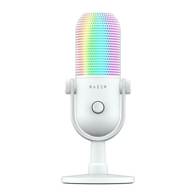 Microfone Razer Seiren V3 Chroma, RGB, Sensor Tap-to-Mute, Condensador, PC, Discord, OBS Studio, XSplit, USB, Branco - RZ19-05060200