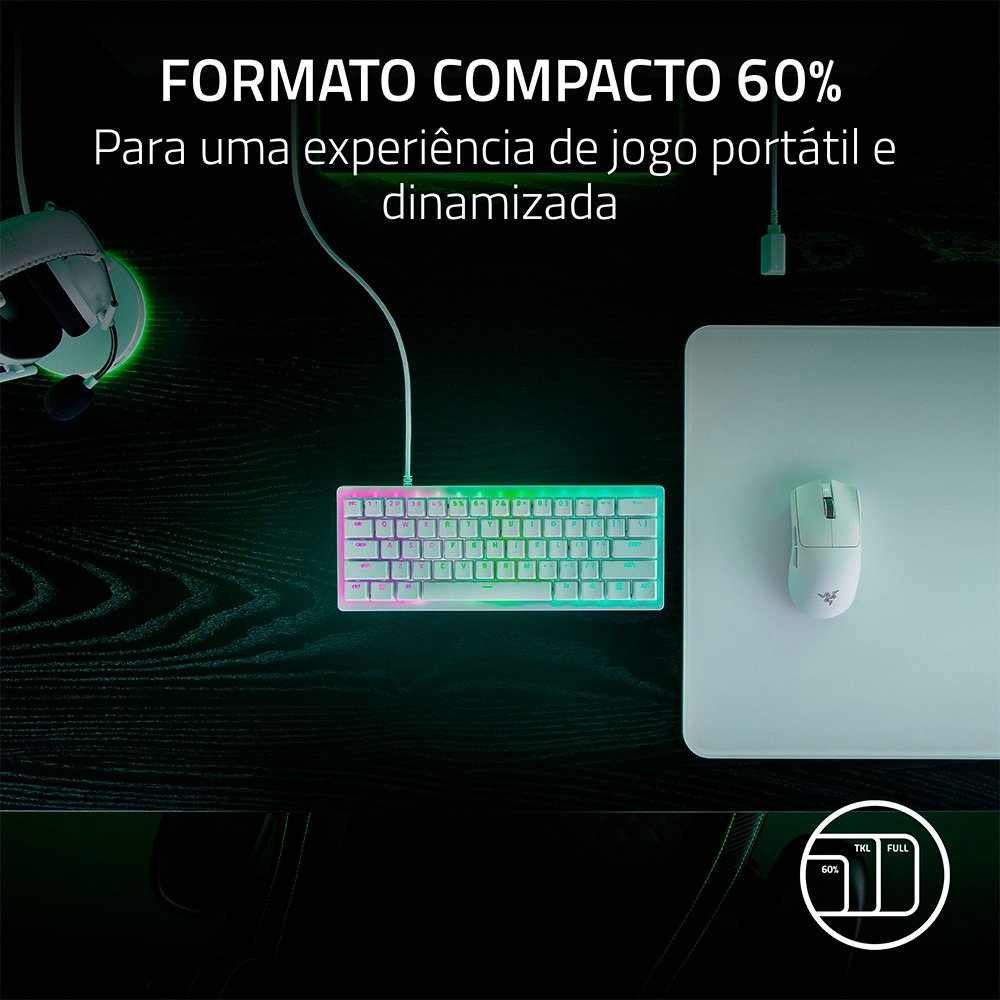 Teclado Razer Huntsman V3 Pro Mini White | KaBuM!