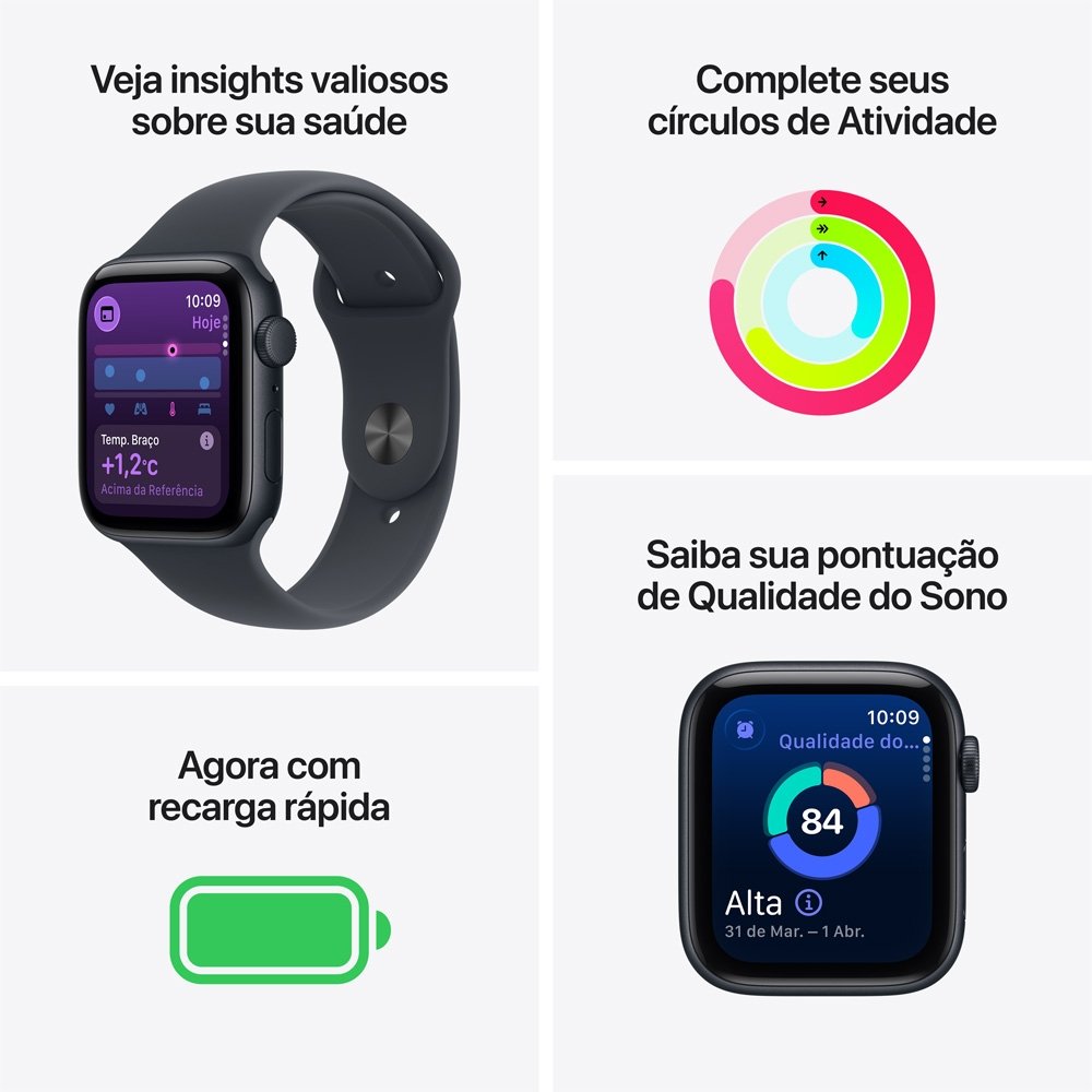 Apple Watch SE 3 GPS, Caixa Estelar de Alumínio de 40 mm, Pulseira Esportiva Estelar, Tamanho P/M - MEH34AM/A Apple Watch SE 3 GPS, Caixa Estelar de Alumínio de 40 mm, Pulseira Esportiva Estelar, Tamanho P/M - MEH34AM/A