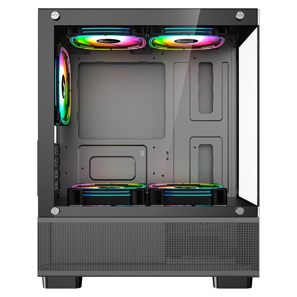 Gabinete Gamer Rise Mode Crystal Glass 02, Mid Tower, Lateral e Frontal em vidro, Preto - RM-CA-CY-02-FB