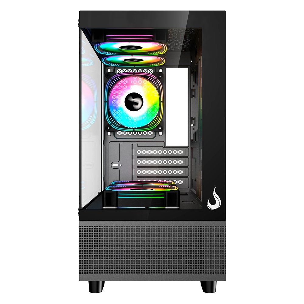 Gabinete Gamer Rise Mode Crystal Glass 02, Mid Tower, Lateral e Frontal em vidro, Preto - RM-CA-CY-02-FB