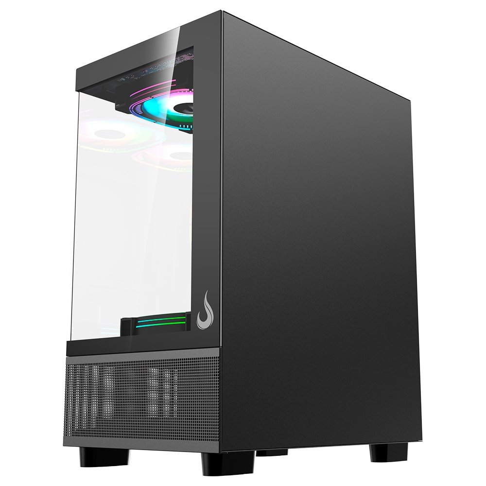 Gabinete Gamer Rise Mode Crystal Glass 02, Mid Tower, Lateral e Frontal em vidro, Preto - RM-CA-CY-02-FB