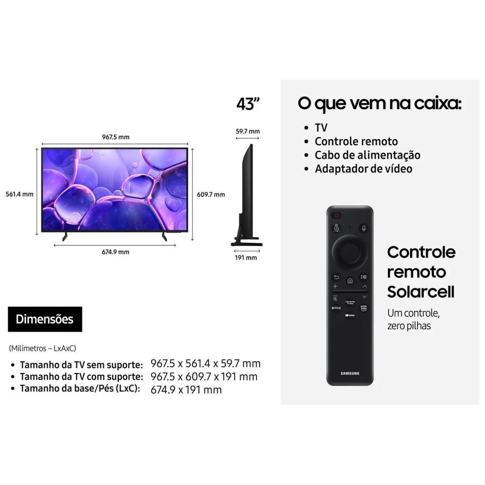 Smart TV 43"" Samsung 4K UHD Crystal UHD UN43U8600FGXZD Tizen Bixby 3 HDMI - view 12