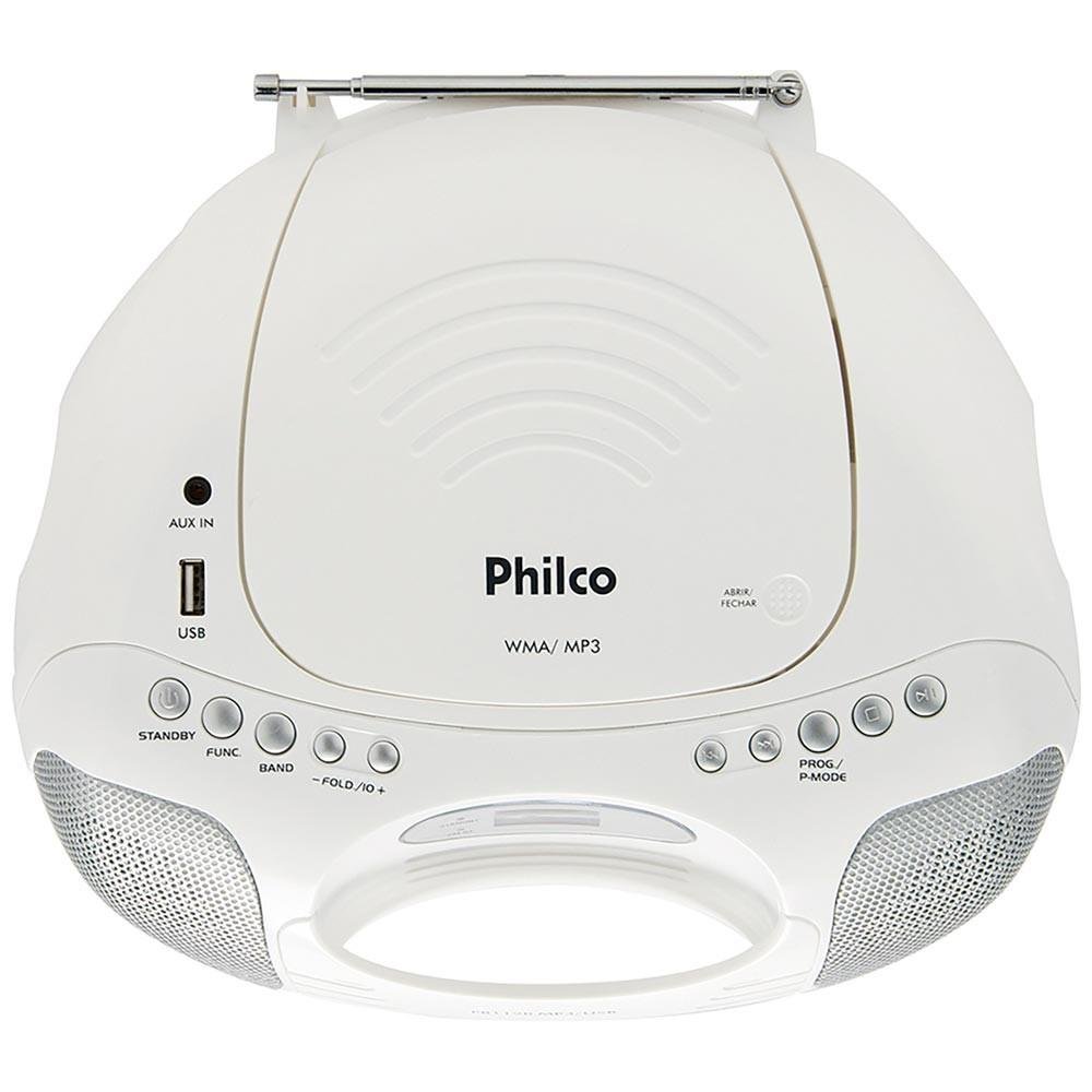 Rádio Portátil Philco - CD, MP3, USB, Aux. e FM 5W RMS Bivolt Branco - PB119B 056603111 Rádio Portátil Philco - CD, MP3, USB, Aux. e FM 5W RMS Bivolt Branco - PB119B 056603111