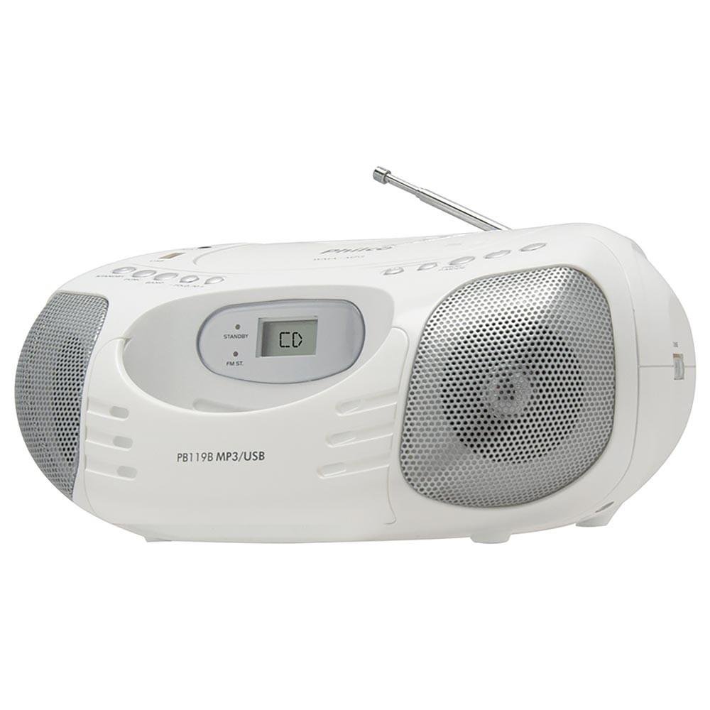 Rádio Portátil Philco - CD, MP3, USB, Aux. e FM 5W RMS Bivolt Branco - PB119B 056603111 Rádio Portátil Philco - CD, MP3, USB, Aux. e FM 5W RMS Bivolt Branco - PB119B 056603111