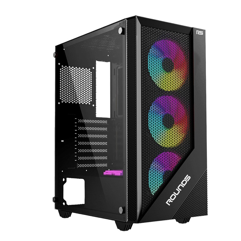 Gabinete Gamer Round5 Syndra, Mid Tower, ATX, Lateral em Vidro, Frente Mesh, Preto - R5-SYNDRA-B-2183