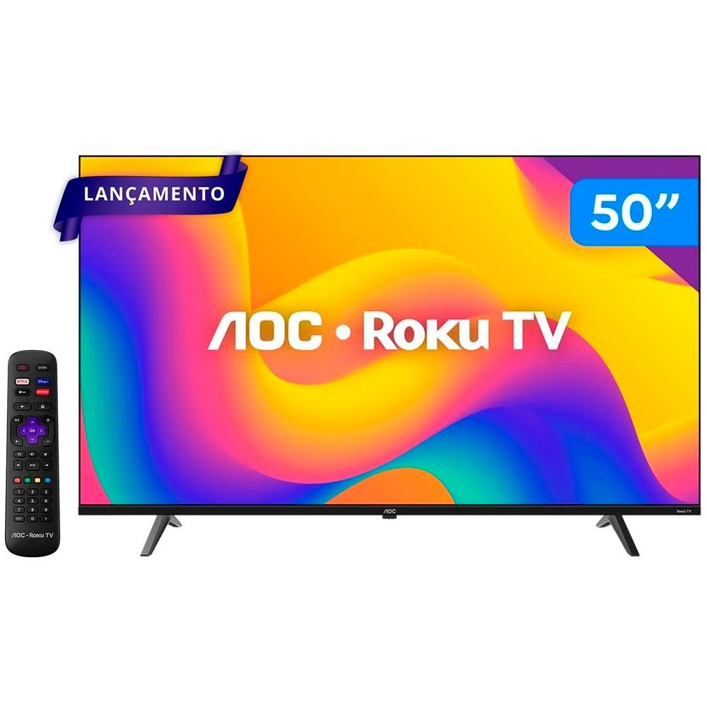 Smart TV 50" AOC 4K DLED 50U7045/78G Roku TV Quad Core 3 HDMI