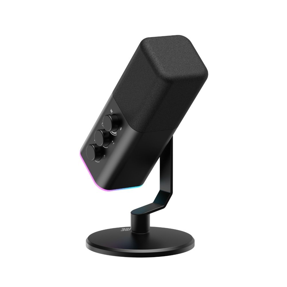 Microfone Gamer De Mesa Rise Mode Noisy Cube 01, RGB, USB, Preto - RM-MNC-01-B Microfone Gamer De Mesa Rise Mode Noisy Cube 01, RGB, USB, Preto - RM-MNC-01-B
