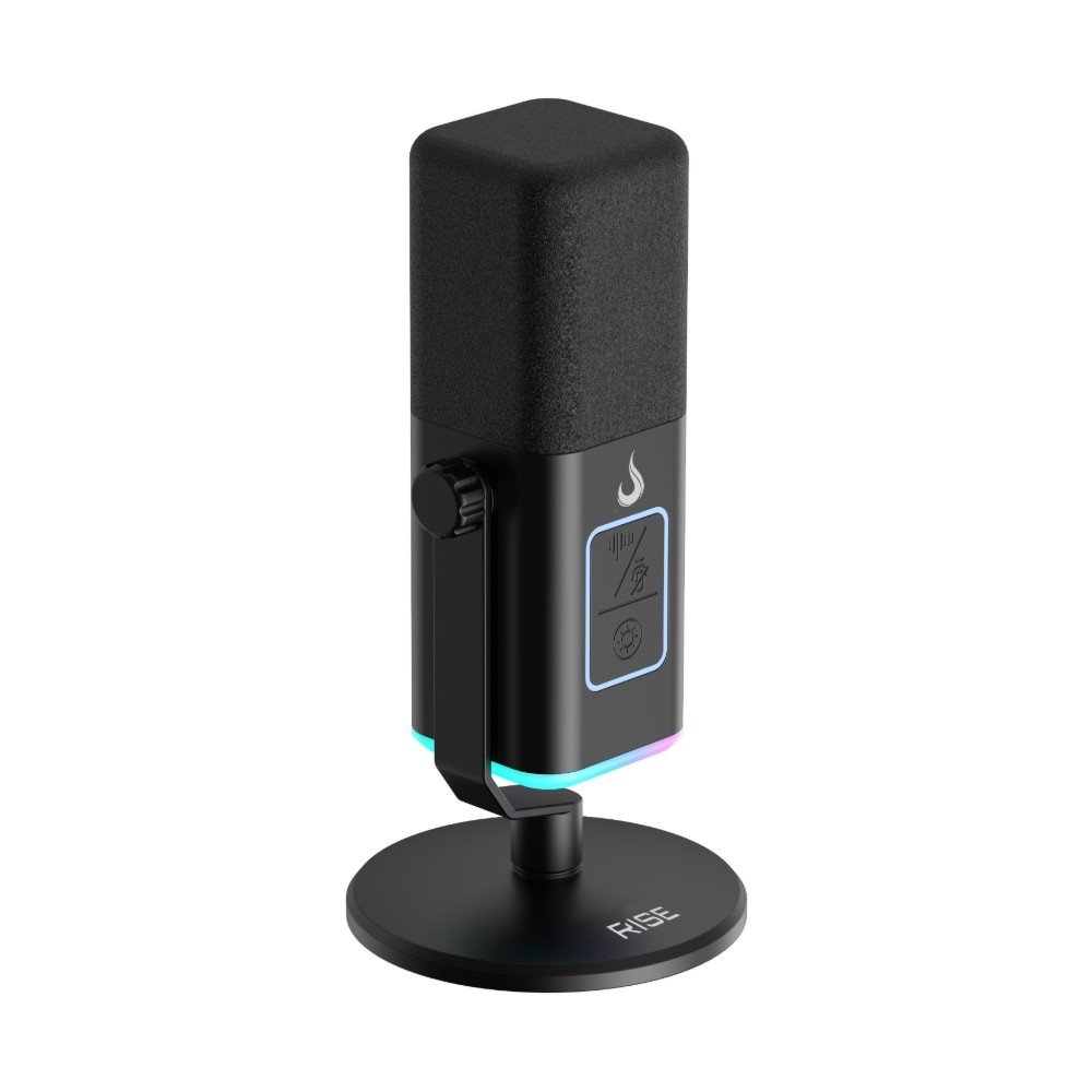 Microfone Gamer De Mesa Rise Mode Noisy Cube 01, RGB, USB, Preto - RM-MNC-01-B Microfone Gamer De Mesa Rise Mode Noisy Cube 01, RGB, USB, Preto - RM-MNC-01-B