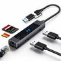 HUB F3 USB-C/A 3.0, para 1x USB 3.0, 1x USB 2.0, Ethernet, Cartão SD e MicroSD - JC-TYC-R04