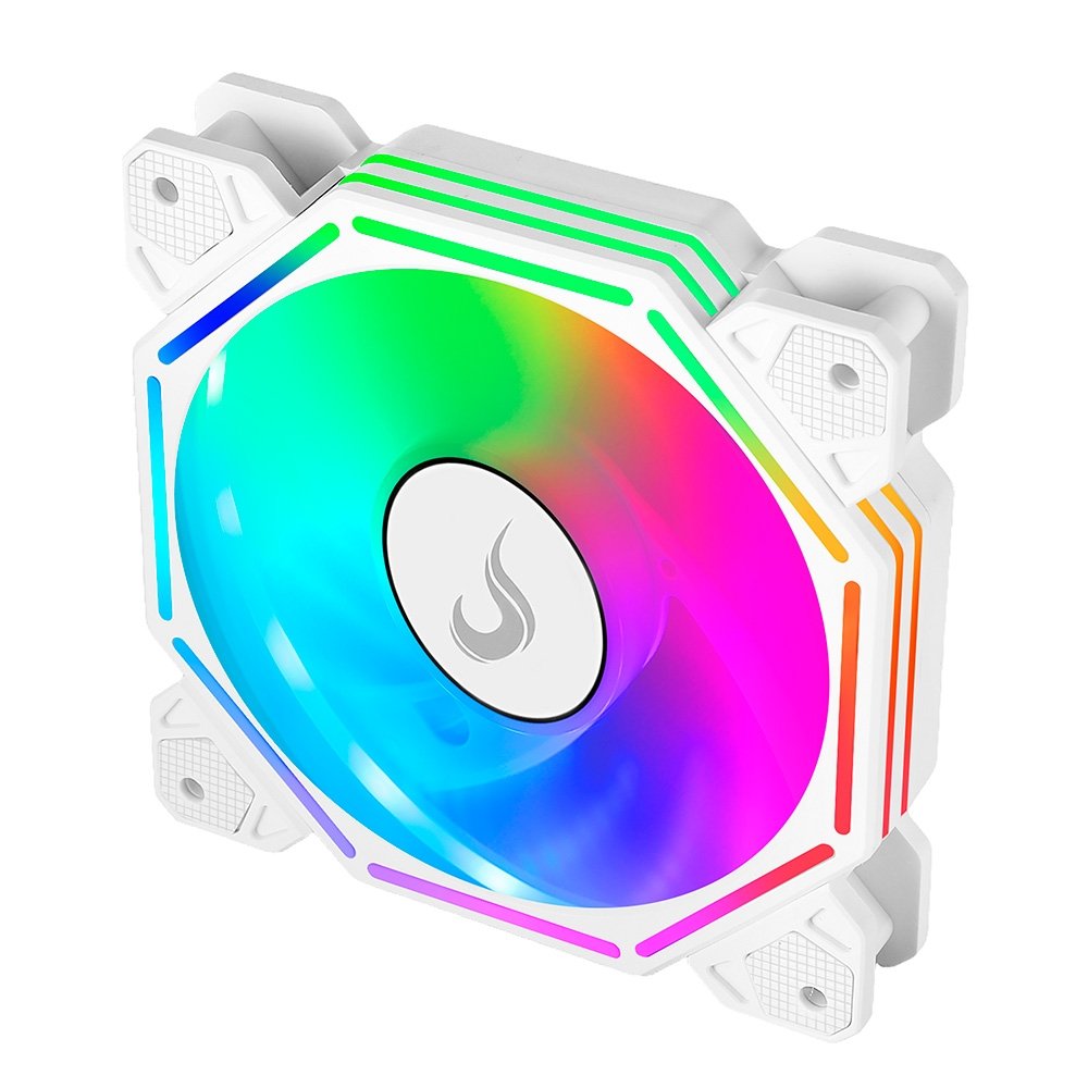 Ventoinha Rise Mode Hex Turbine PWM Reverse, 120mm, ARGB, Branco - RM-H-ARGB-TOR-W-RV