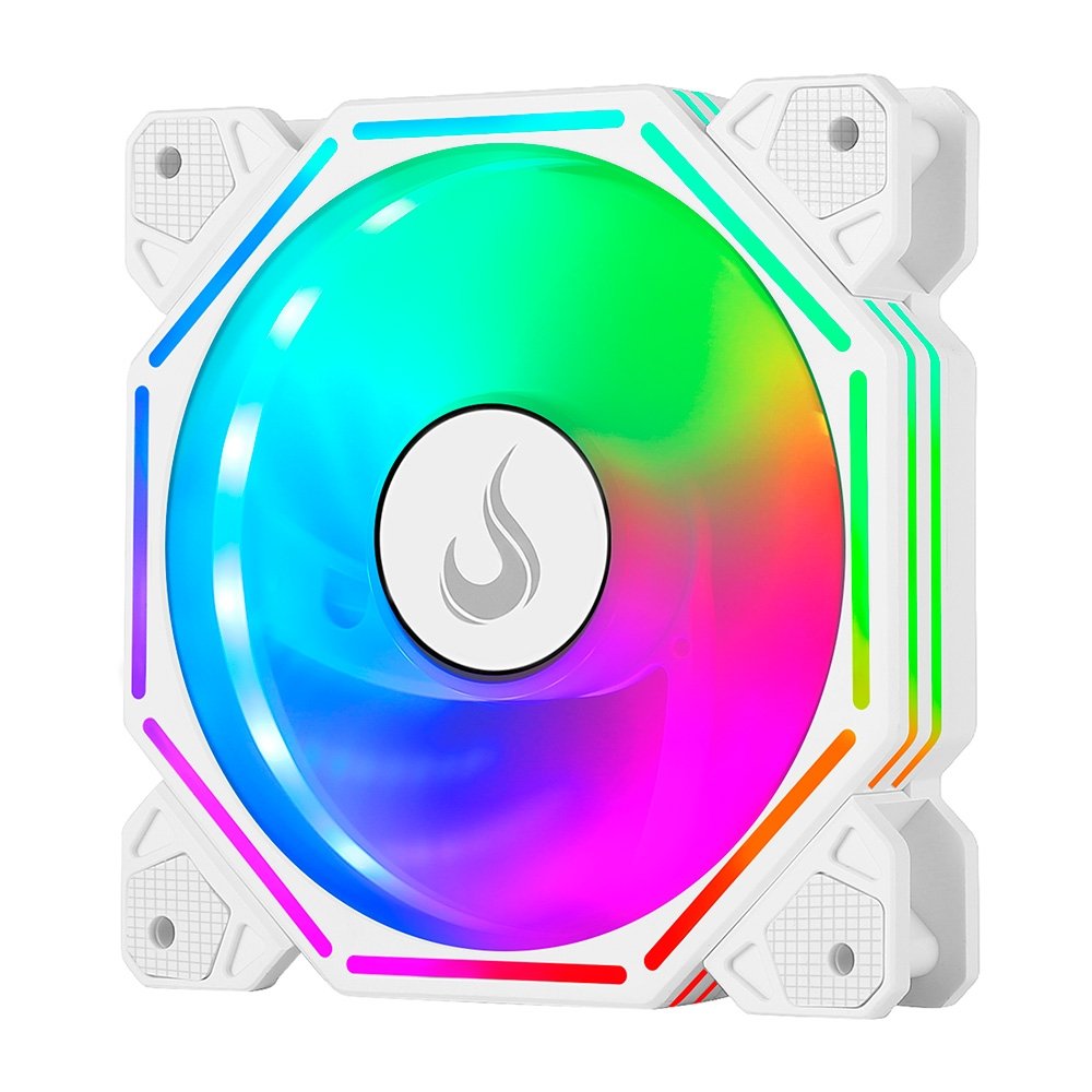 Ventoinha Rise Mode Hex Turbine PWM Reverse, 120mm, ARGB, Branco - RM-H-ARGB-TOR-W-RV