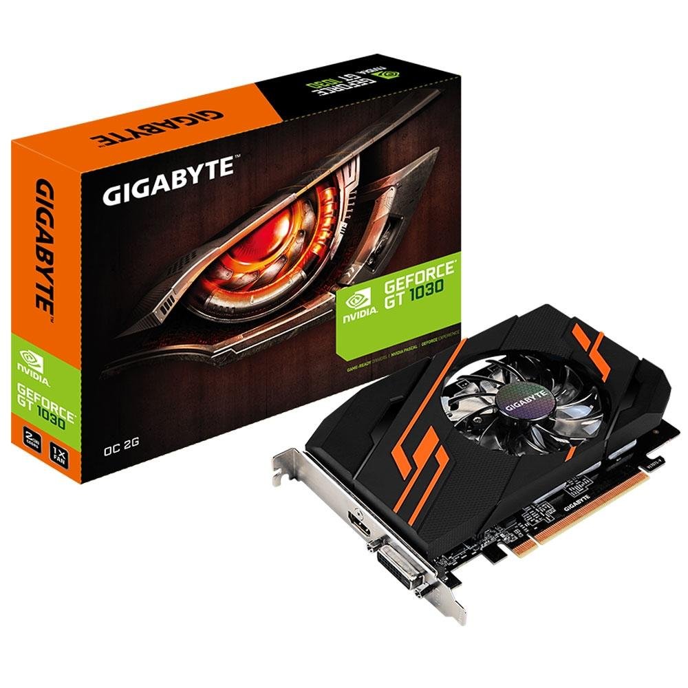 Placa de Vídeo VGA NVIDIA GIGABYTE GEFORCE GT 1030 2GB OC GDDR5 GV