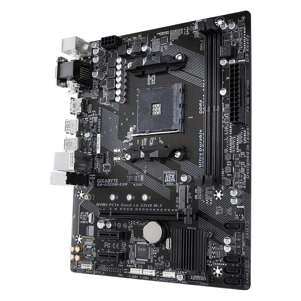 Placa-Mãe Gigabyte GA-A320M-S2H, AMD AM4, mATX, DDR4, Preto - GA-A320M-S2H Placa-Mãe Gigabyte GA-A320M-S2H, AMD AM4, mATX, DDR4, Preto - GA-A320M-S2H