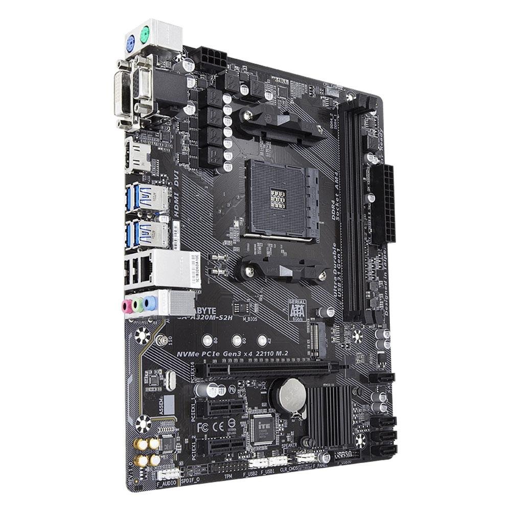 Placa-Mãe Gigabyte GA-A320M-S2H, AMD AM4, mATX, DDR4, Preto - GA-A320M-S2H Placa-Mãe Gigabyte GA-A320M-S2H, AMD AM4, mATX, DDR4, Preto - GA-A320M-S2H