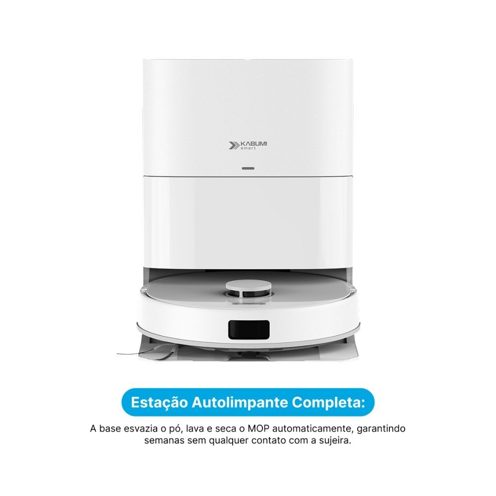 Robô Aspirador e passa pano KABUM! smart K4000, Base Autolimpante, MOP Duplo Extensível, IA, 20000Pa, 220V, Branco - KSAR400020BR Robô Aspirador e passa pano KABUM! smart K4000, Base Autolimpante, MOP Duplo Extensível, IA, 20000Pa, 220V, Branco - KSAR400020BR