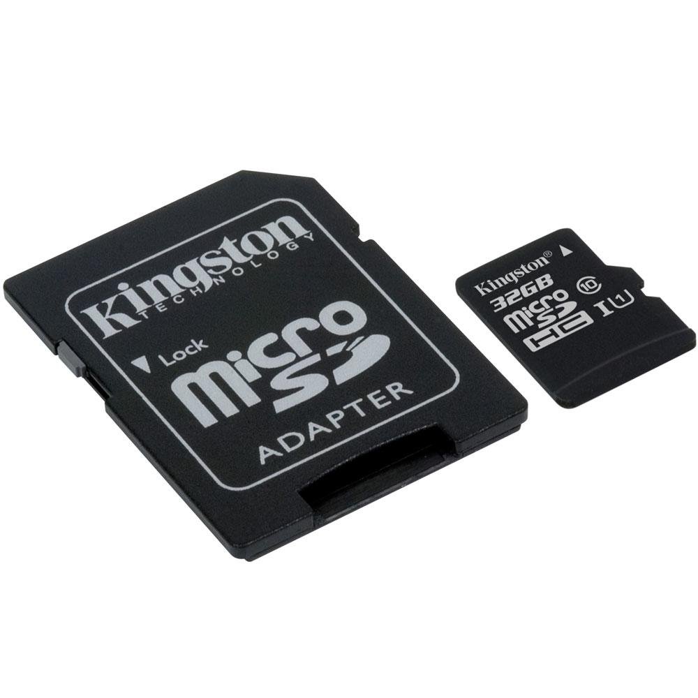 Cartão de Memória Kingston Canvas Select MicroSD 32GB Classe 10 com Adaptador - SDCS/32GB Cartão de Memória Kingston Canvas Select MicroSD 32GB Classe 10 com Adaptador - SDCS/32GB