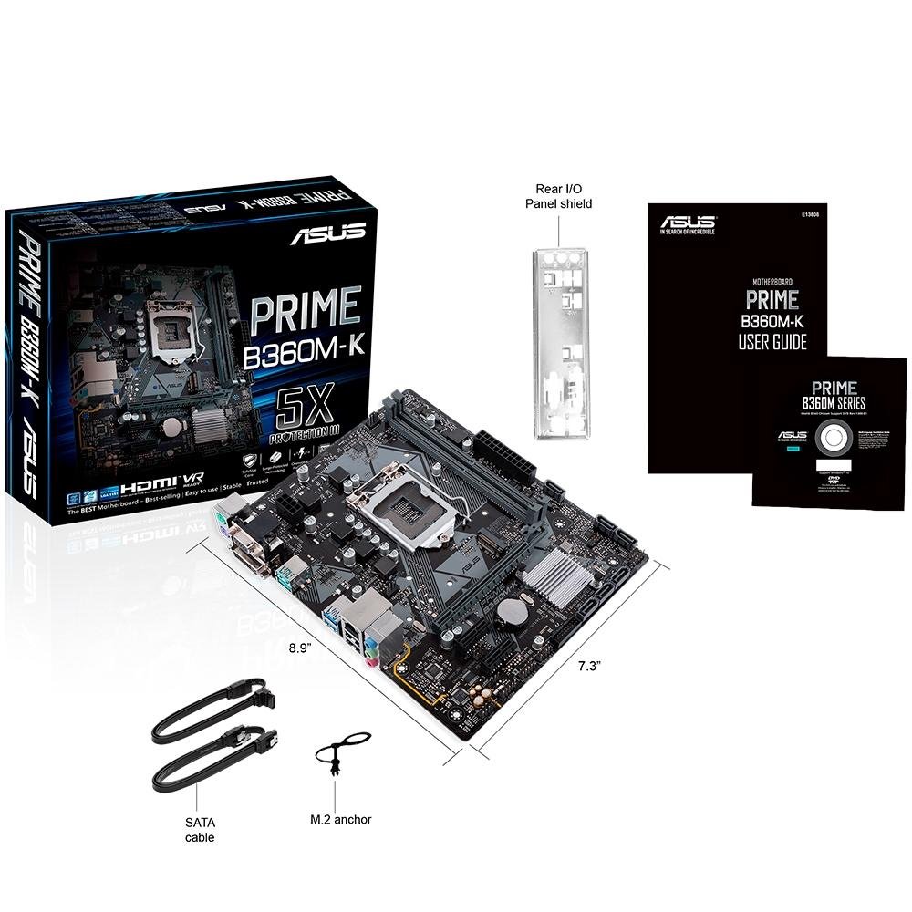 Placa-Mãe Asus Prime B360M-K, Intel LGA 1151, mATX, DDR4