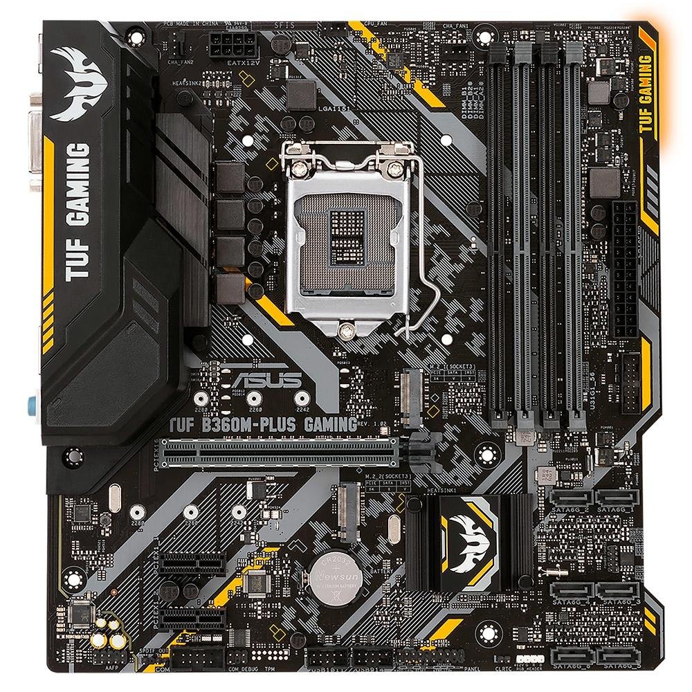 Placa-Mãe ASUS TUF B360M-Plus Gaming/BR, Intel LGA 1151, mATX, DDR4, Preto - TUF B360M-PLUS GAMING/BR