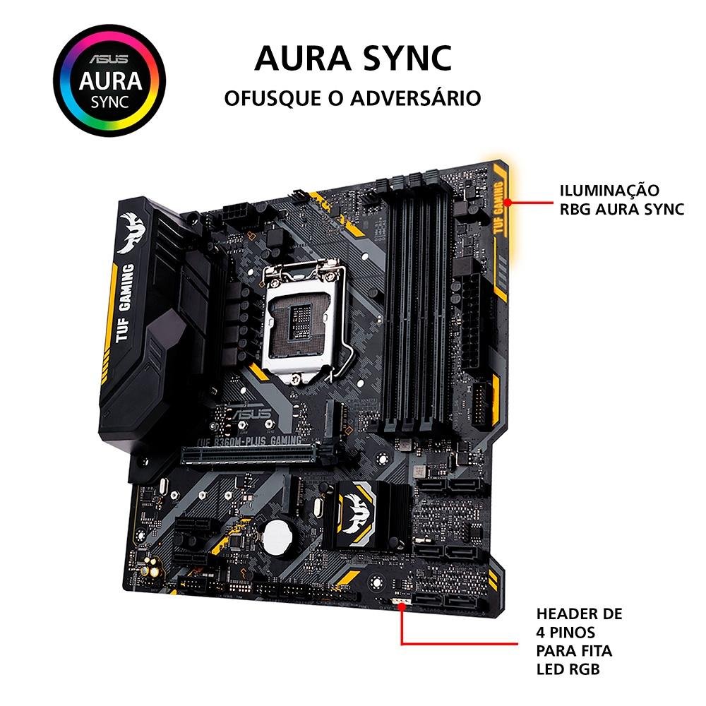 Placa-Mãe ASUS TUF B360M-Plus Gaming/BR, Intel LGA 1151, mATX, DDR4, Preto - TUF B360M-PLUS GAMING/BR