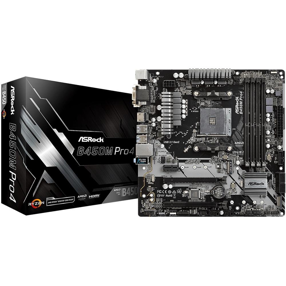 ASRock B450M Pro4 + Ryzen5 2600 セット Placa-Mãe ASRock para AMD AM4 mATX - B450M Pro4 | KaBuM!