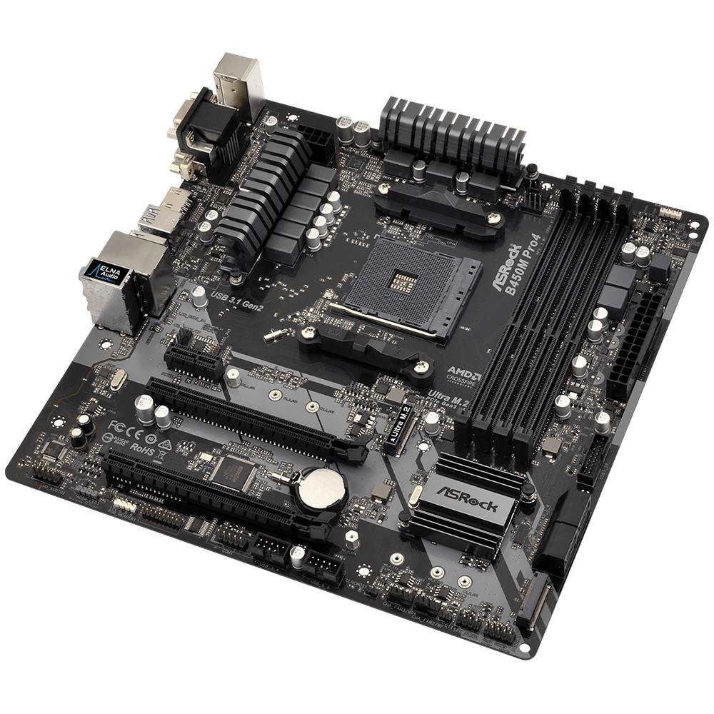 Placa-Mãe ASRock para AMD AM4 mATX - B450M Pro4 | KaBuM!
