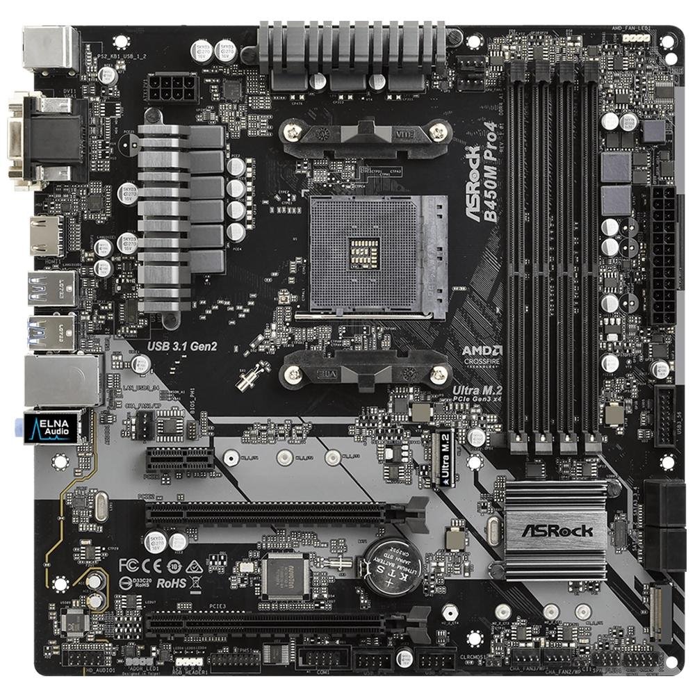 Ryzen5 3500 ＊ASRock B450M pro4 セット Placa-Mãe ASRock para AMD AM4 mATX - B450M Pro4 | KaBuM!