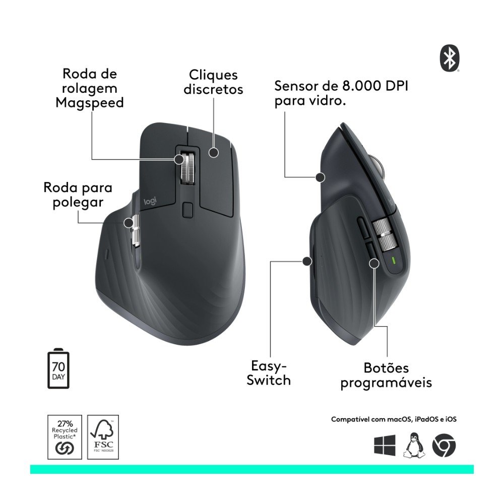 Mouse Logitech MX Master 3S Grafite | KaBuM!