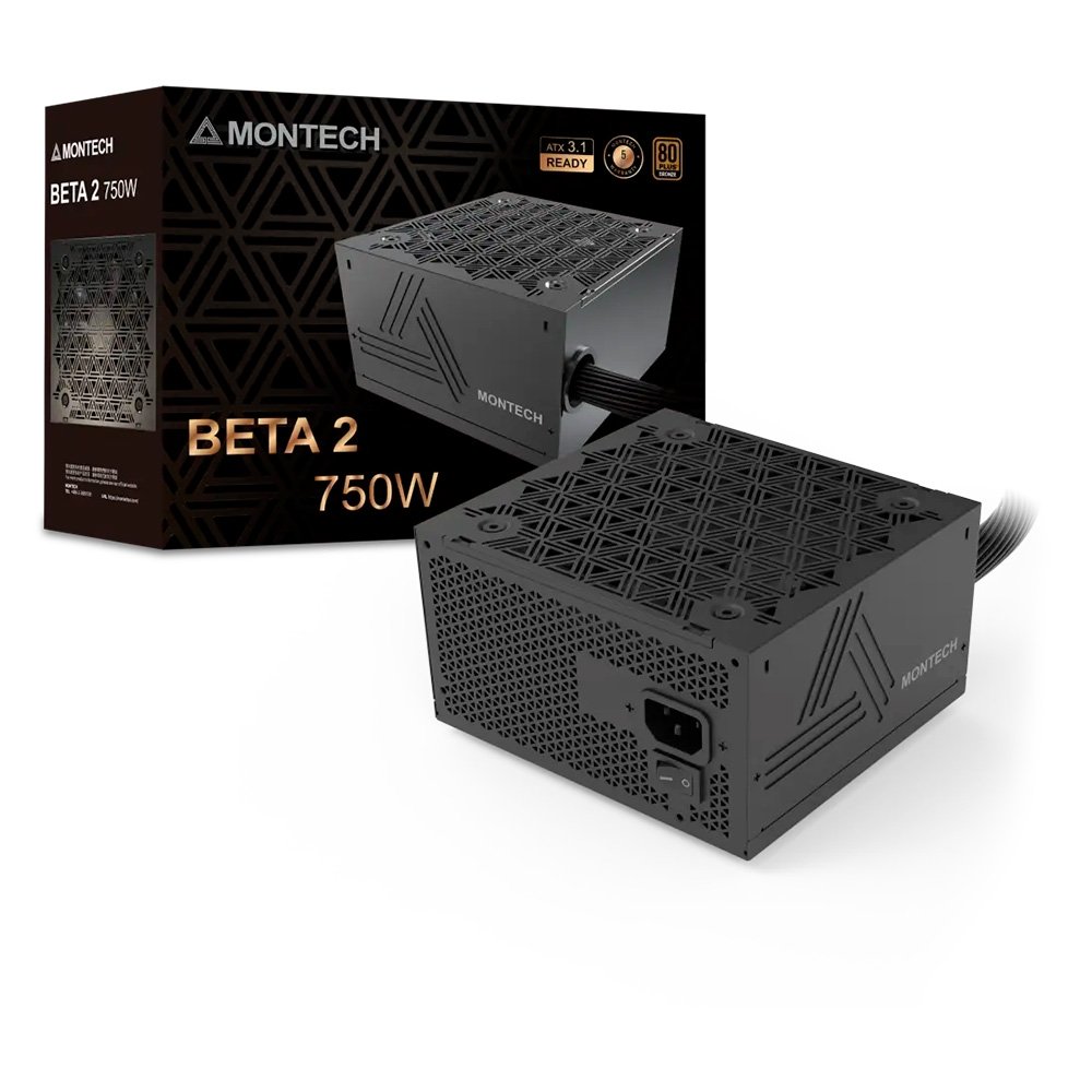 Fonte Montech Beta 2, 750W, Preto - BETA2750W Fonte Montech Beta 2, 750W, Preto - BETA2750W