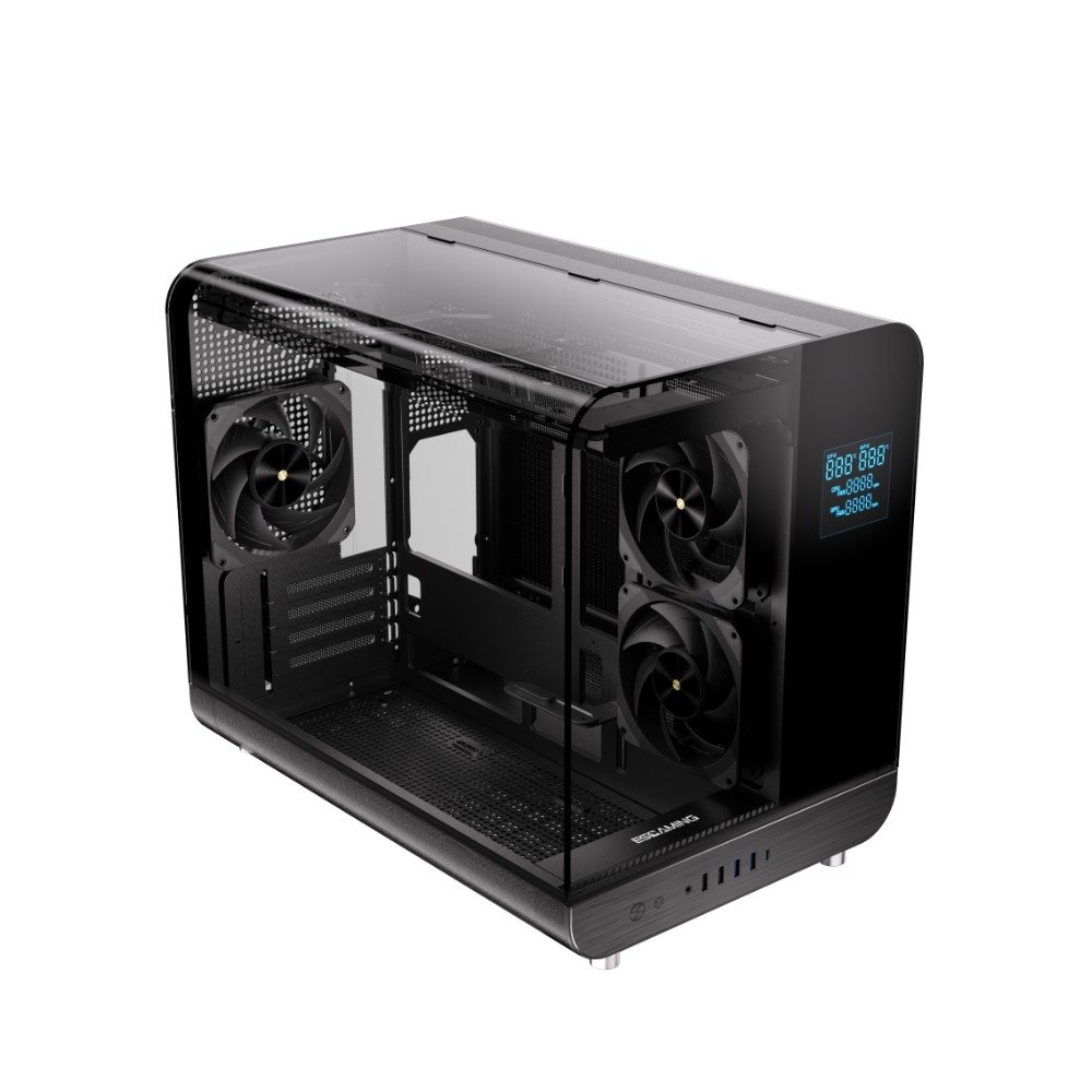 Gabinete Gamer Esgaming Aircredt 007, Mid Tower, M-ATX, Frontal e Lateral em Vidro Temperado, Sem Fans, Preto - Aircraft 007-BK Gabinete Gamer Esgaming Aircredt 007, Mid Tower, M-ATX, Frontal e Lateral em Vidro Temperado, Sem Fans, Preto - Aircraft 007-BK