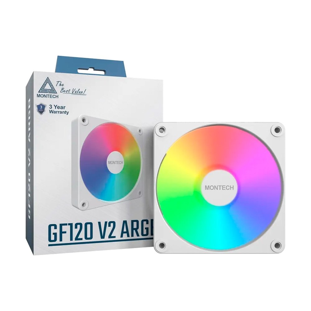 Ventoinha Montech GF120 V2, ARGB, 120mm, Branco - GF120V2ARGBW