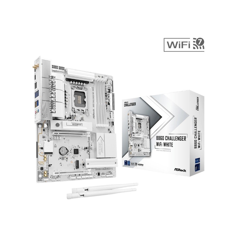 Placa-Mãe ASRock B860 Challenger WiFi White, Intel LGA 1851, ATX, DDR5 - 90-MXBUB0-A0UAYZ