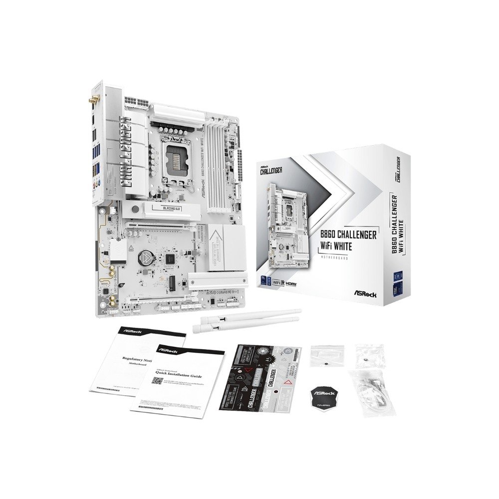 Placa-Mãe ASRock B860 Challenger WiFi White, Intel LGA 1851, ATX, DDR5 - 90-MXBUB0-A0UAYZ