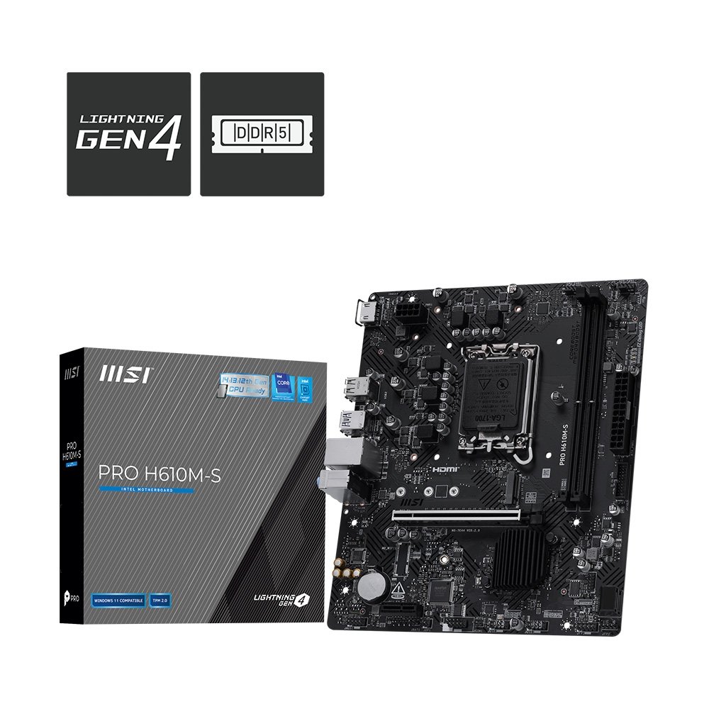 CPU MSI PRO H610M-E DDR4 +Corei5 12400F Placa-M-e-Msi-Pro-H610M-S-LGA-