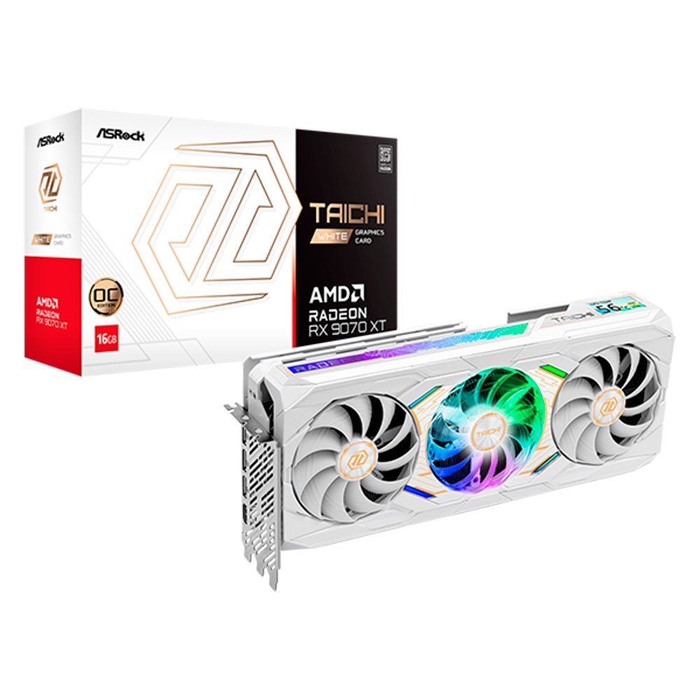 G*y様 ASRock TAICHI AMD Radeon RX 9070 XT Placa de Vídeo ASRock RX 9070 XT Taichi OC – 16GB GDDR6, ARGB, Ray