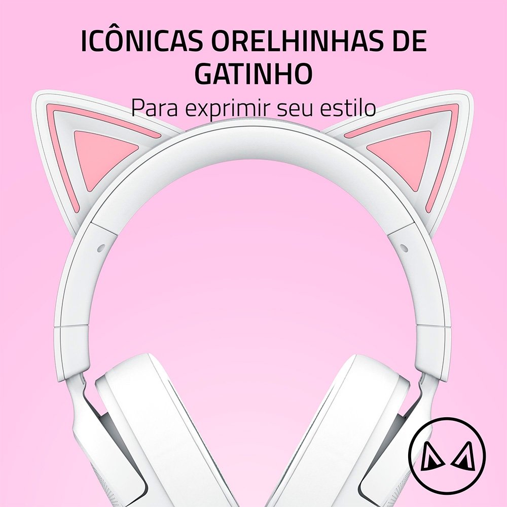 Headset Razer Kraken Kitty V3 X White RGB | KaBuM!