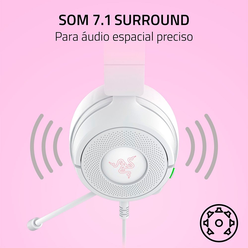 Headset Razer Kraken Kitty V3 X White RGB | KaBuM!