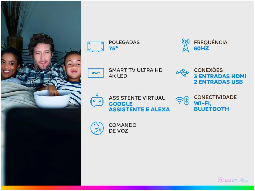 Smart TV LED LG 75 Polegadas 4K, UHD, Bluetooth, Wi-Fi, Inteligência Artificial, Thinq AI, Smart Magic, Google Alexa - 75UP8050PSB Smart TV LED LG 75 Polegadas 4K, UHD, Bluetooth, Wi-Fi, Inteligência Artificial, Thinq AI, Smart Magic, Google Alexa - 75UP8050PSB