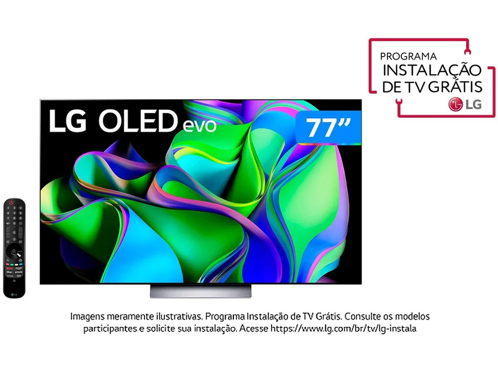 Smart Tv 77 Polegadas, OLED Evo 4K, 120Hz, Bluetooth, 4 HDMI, G-Sync, Freesync, Thinq Ai, Alexa, Google - Oled77c3psa Smart Tv 77 Polegadas, OLED Evo 4K, 120Hz, Bluetooth, 4 HDMI, G-Sync, Freesync, Thinq Ai, Alexa, Google - Oled77c3psa