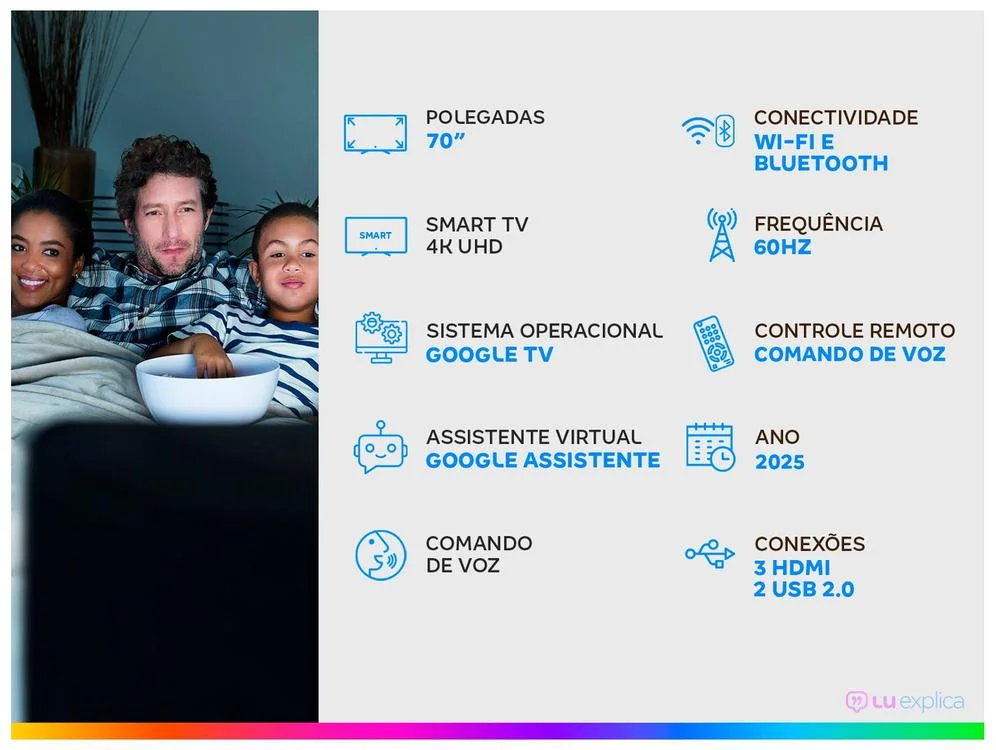 Smart TV 70"" Philips 4K UHD DLED 70PUG7019/78 Google TV Quad Core Google Assistente 3 HDMI - view 4