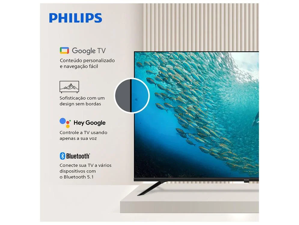 Smart TV 70"" Philips 4K UHD DLED 70PUG7019/78 Google TV Quad Core Google Assistente 3 HDMI - view 5
