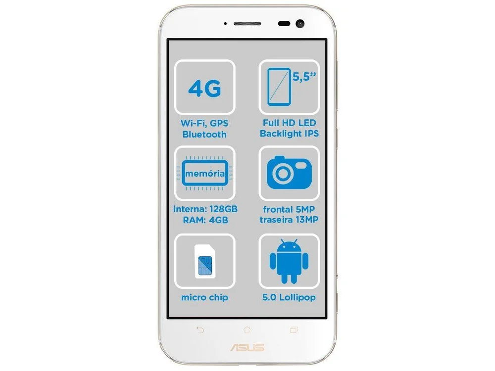 Smartphone Asus ZenFone Zoom 128GB Branco 4G