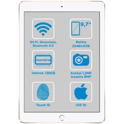iPad Air 2 Apple 128GB Dourado Tela 9,7” Retina