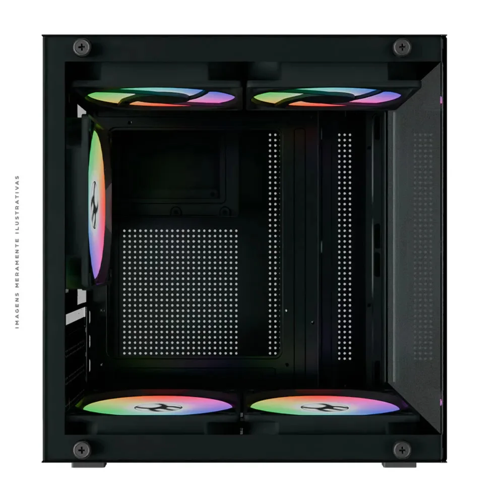 Gabinete Gamer Bluecase Life Pro, Mini Tower, Lateral Vidro, Matx, Sem Fonte, 5 Fans Rainbow, Preto Gabinete Gamer Bluecase Life Pro, Mini Tower, Lateral Vidro, Matx, Sem Fonte, 5 Fans Rainbow, Preto