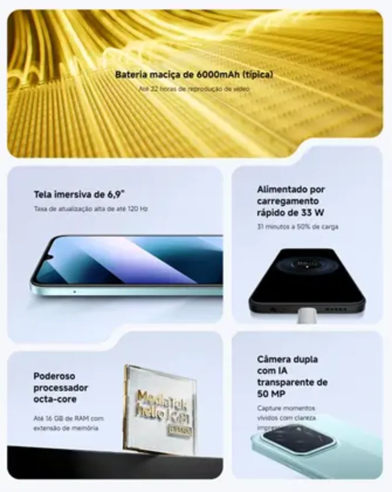 "Celular Xiaomi Poco C85 De 256b 8GB Ram De 6.9"" Camera 50mp 13mp - Verde (global)" - view 4