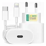 Kit Carregador Turbo Compativel C/iphone, Cabo Usb-c-lightning + Fonte Carregador 30w Ultra Rapido Compatível Iphone X Xr Se 11 12 13 14 Premium