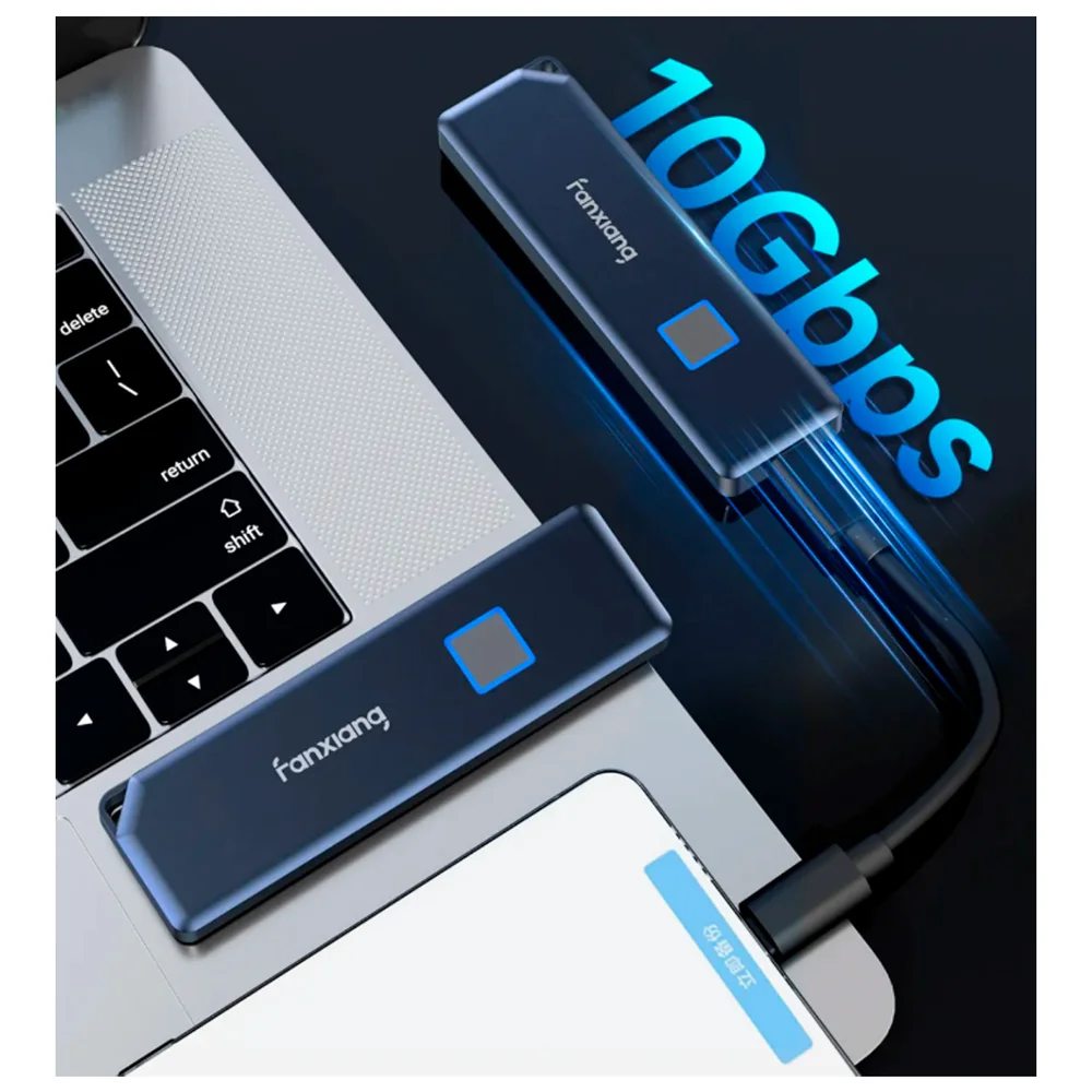 SSD Externo 2TB Usb 3.2 Gen2 1050mbs Com Leitor Biometrico  Ps1000pro Fanxiang